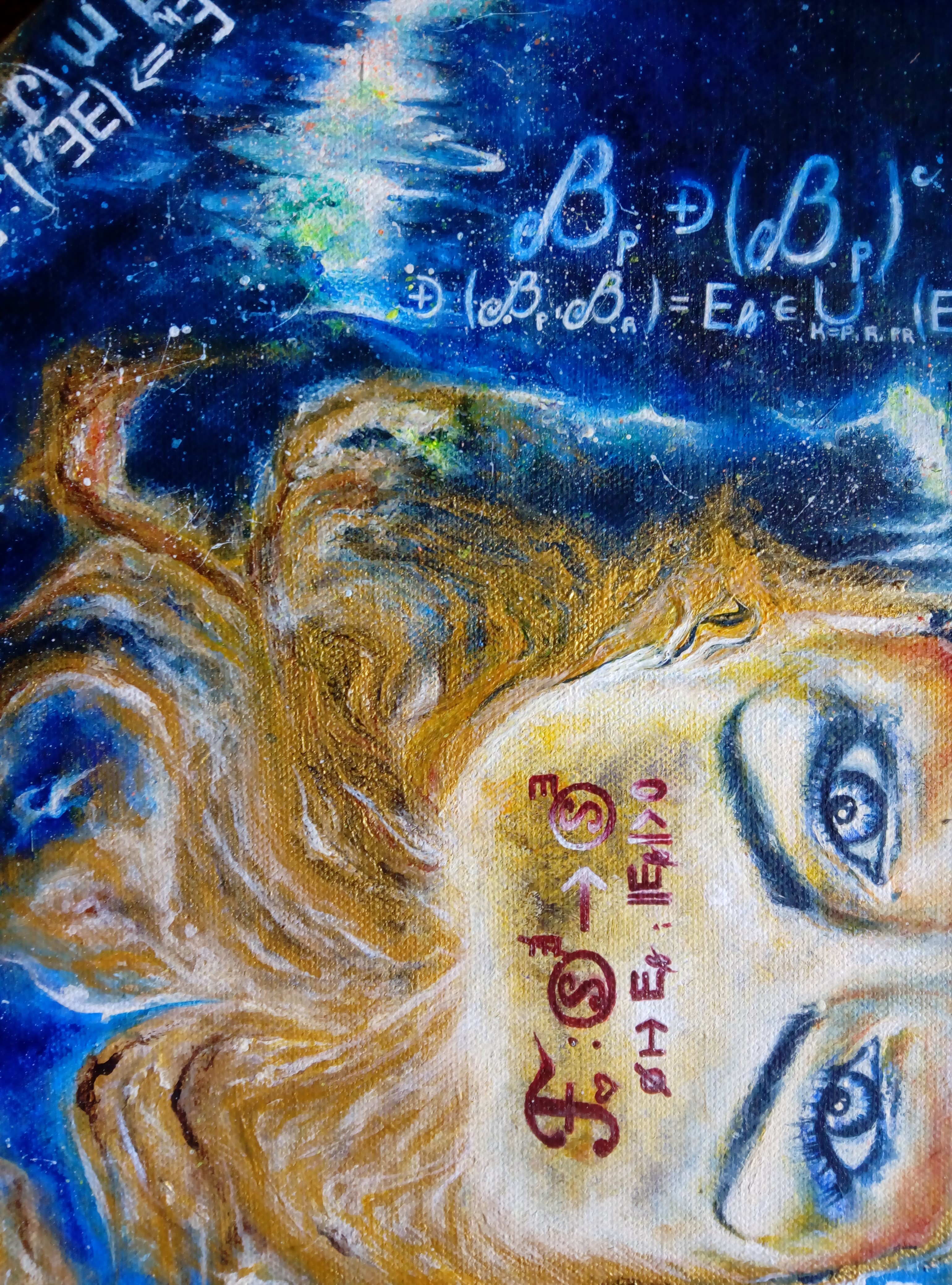 <b>Numeri Nexum</b><br><br> <br><br> akryl na plátne, 50 x 50 cm (trojuholníkové plátno)